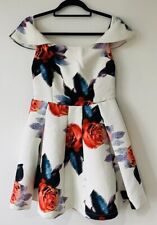 Women’s Floral Skater Dress With Cap Sleeves - Wedding Guest Outfit Size M UK