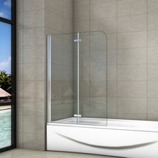 900X1400mm Hinge 180?2 Fold Bath Shower Screen 6mm Tempered Glass Over Bath V6