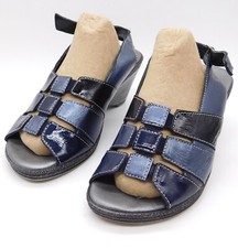 Pavers Black Leather Wedge Sandals Size UK 2 Made in Italy Slingback Summer