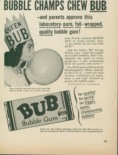 1947 bub bubble gum - bub,