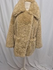 Next Beige Faux Fur Coat Jacket Size Small Petite BNWT