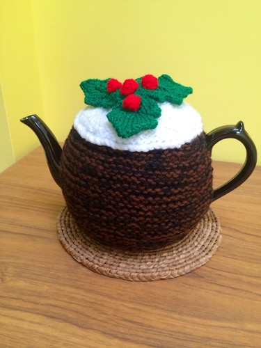 Hand knitted christmas pudding - christmas,