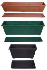 STURDY PLASTIC PLANT FLOWER POT BROAD BASE WITH SAUCER PLATE TRAY WATER PLANTER