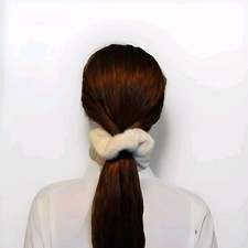 Women's White Faux Fur Scrunchies For All Hair Types