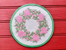 Small Scandinavian pink floral linen tablecloth