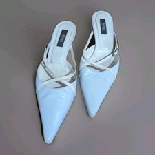 Vtg Hugo Boss Light Blue Leather Casual Heel Women Pointed Shoes Size 5 Uk
