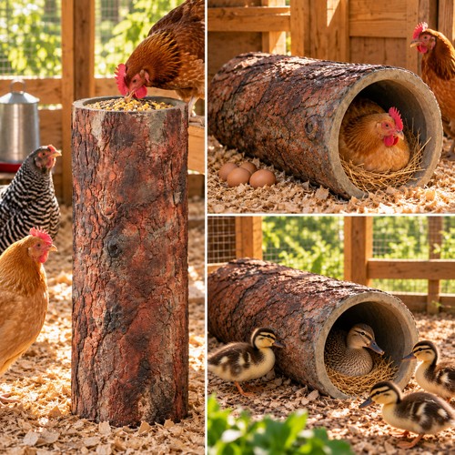 Large hollow log chicken - hollow,