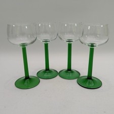 Luminarc France Green STRAIGHT Stem Hock Wine Glasses Set Of 4 Vintage Home Bar