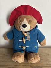 M&S Paddington Bear Plush Toy 33cm Marks and Spencer Teddy Blue Coat with Tag
