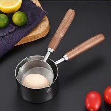 1xStainless Steel  Mini Sauce Pan Wood Handle Small Soup Pot Milk Pan forCooking