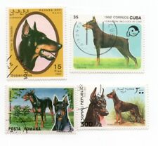 DOBERMAN PINSCHER COLLECTION VINTAGE DOG POSTAGE STAMPS FROM VARIOUS COUNTRIES