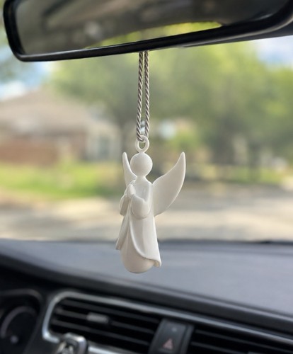 White praying angel car - angel,
