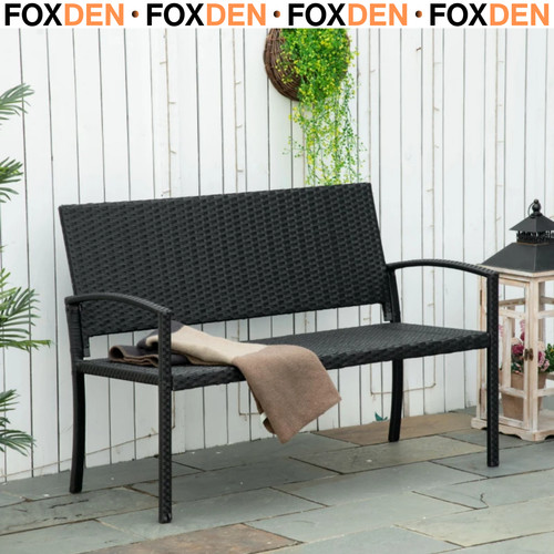 Seater black garden bench - black,