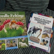 2 books needle felting endangered species + enchanted forest paperbacks