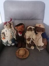 RARE 4 VINTAGE TEDDY BEARS VERY OLD WITH STANDS PLEASE READ ADD B4 YOU BUY 19