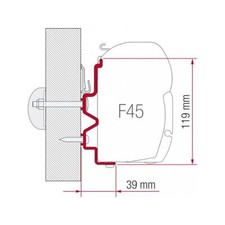 Fiamma Adapter Bracket 350cm Fiat Rapido Serie 9DF / 9M  / 10 for F45 F70 Awning