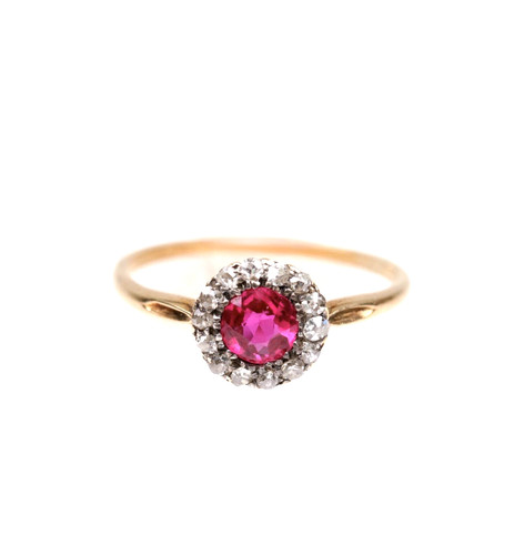 Antique diamond ruby ring gold - diamond,