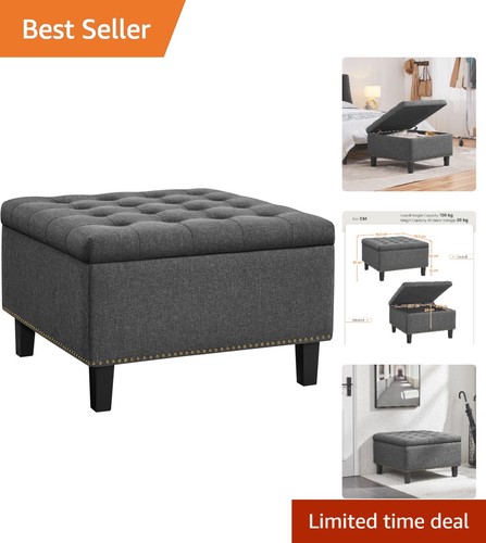 70cm dark grey ottoman - 70cm,