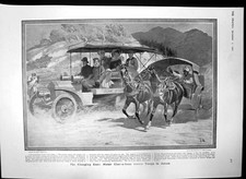 Antique Old Print Motor Char-A=Banc Tonga Assam Arena Dublin Horse Show 1907