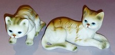 2 Vintage Bone China Cat Figurines Ornaments