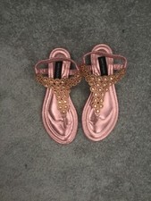 Love Lemonade elasticated back metallic Pink sandal Flat Sandals 6 NEW