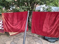 Pair Victorian Huge Velvet Curtains Raspberry Velvet  All Origjnal 150 x 260 cm