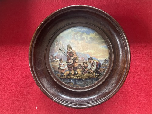 Prattware victorian pot lid - victorian,
