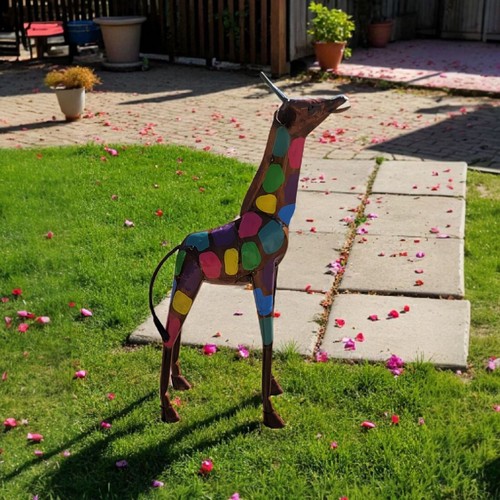 Handmade metal art giraffe - metal,