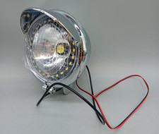 XG005 Universal 5 inch Round Wired Motorcycle Headlight Chrome / Eyebrow  NEW