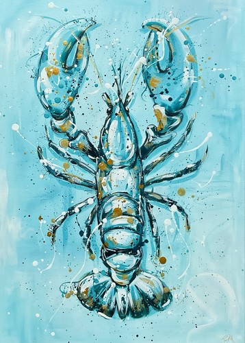 Blue lobster original - lobster, acrylic