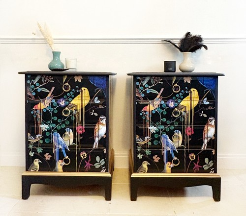 Pair hand painted upcycled - pair, of