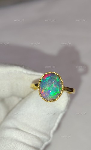 Genuine fire opal ring - opal, crown