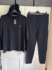 HUGO BOSS MENS WAFFLE 2 PIECE SMART CASUAL HOODED SET BLACK LARGE BNWT RRP £119