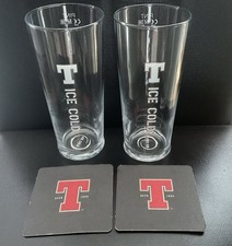 Tennents Lager Pint Glasses Tennents Ice Cold Pair Tennents & Bar Mats Beer Bar