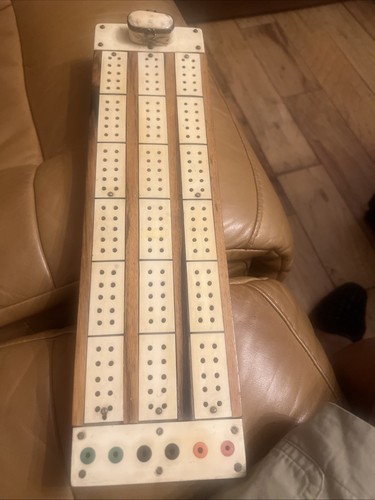 Antique walnut cribbage board - antique,