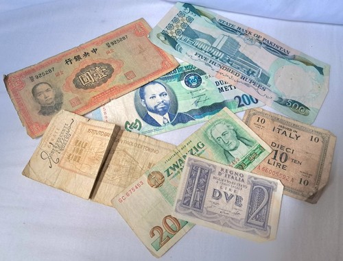 Vintage world bank notes - vintage,