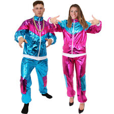 MENS LADIES 1980S SHELL SUIT FANCY DRESS COSTUME SCOUSER SHINY RETRO TRACKSUIT