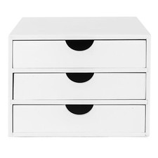 3 Drawer Bamboo Home Office Desktop Tidy A4 Stationary Storage Organiser Unit