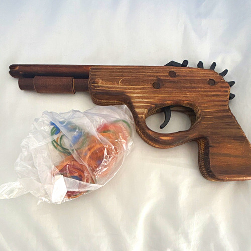 Wooden toy rubber band gun - wooden,