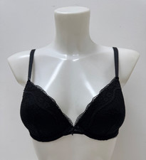Ladies New Ex M&S Black Padded Plunge  Bra Sizes 30-42 A-E