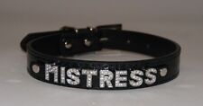 MISTRESS Black Bondage Collar Slave Sub Submissive Domme Fetish Faux Leather UK
