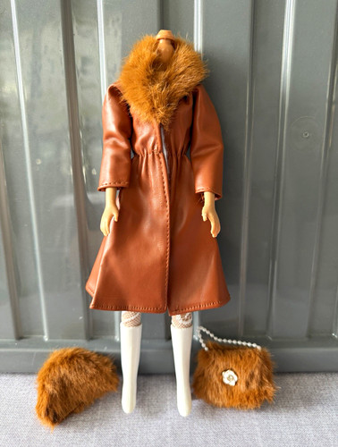 Brown faux leather - , coat,