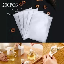 200Pcs Empty Tea Bags Muslin Drawstring Bath Herbs Filter Making Spice 