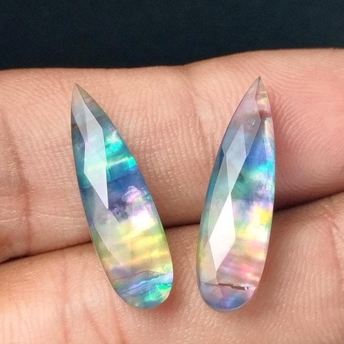 Ammolite stone doublet pear - stone,