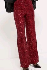 Nwt wine lined sequin wide leg