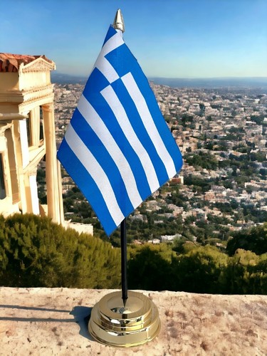 Greece table flag 15cm x - 6"x4",
