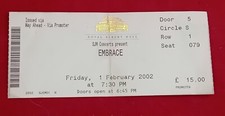 2002 Used Music Concert Ticket - Embrace at  The Royal Albert Hall SJM Concerts