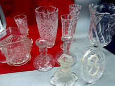 Job Lot Beautiful Glassware Set Vases Jug Candlesticks Photoframe Pedestal dish