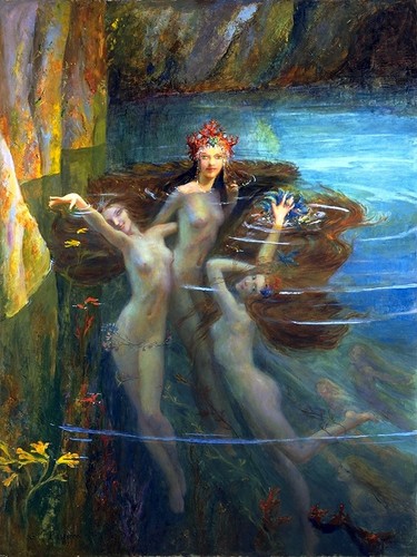 Seascape girl sea nymphs - , g