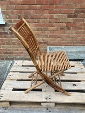 Vintage Bamboo Folding Chair Boho Furniture Seating Mancave Retro